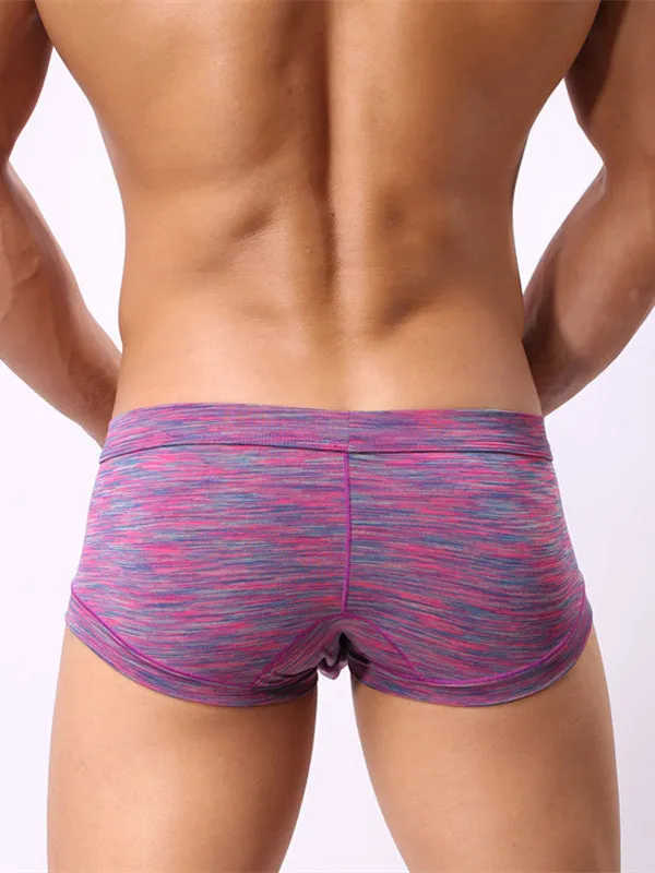 4 Pack Men's Striped U-convex Pouch Briefs