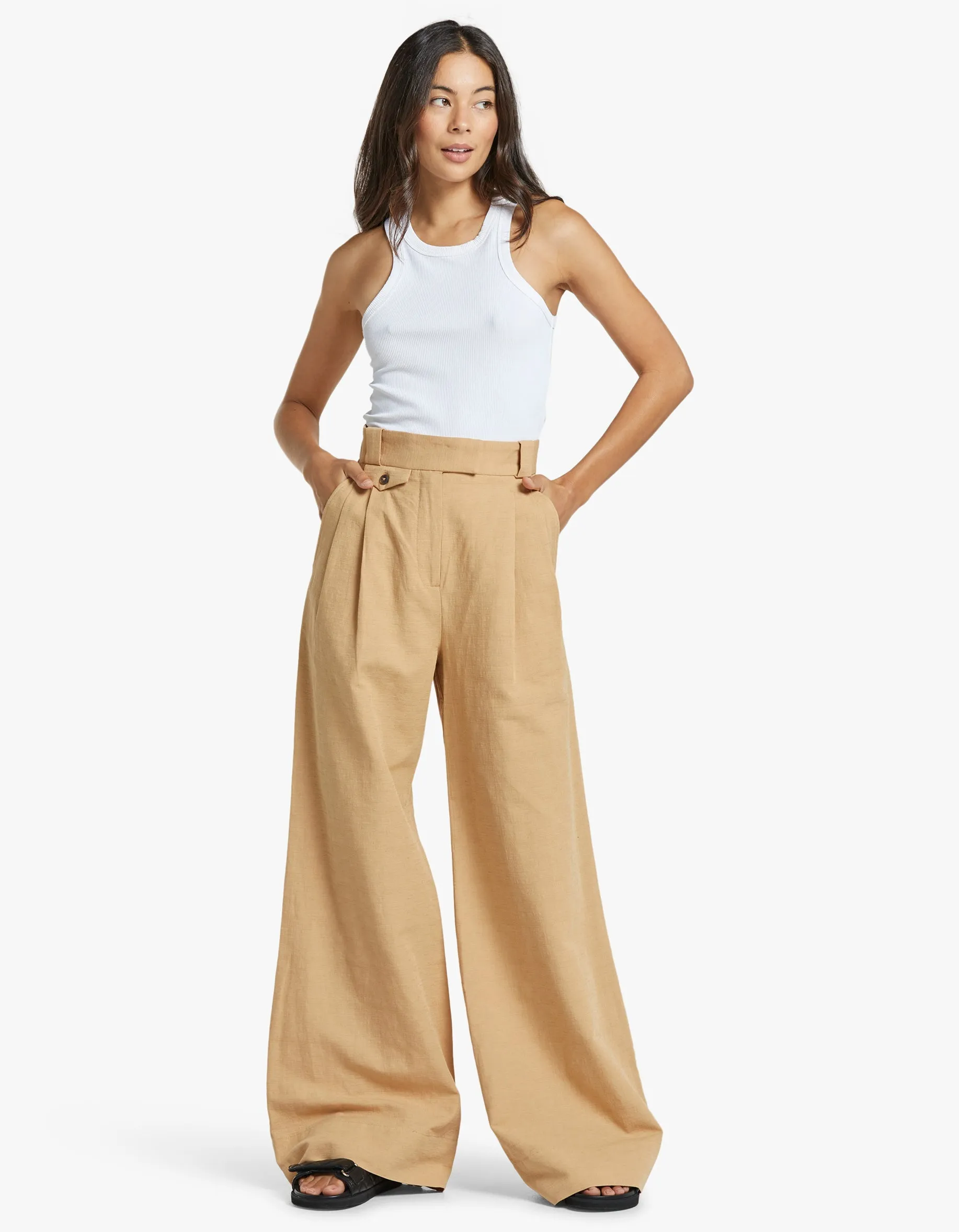 Akua High Waisted Tailored Pant - Raffia