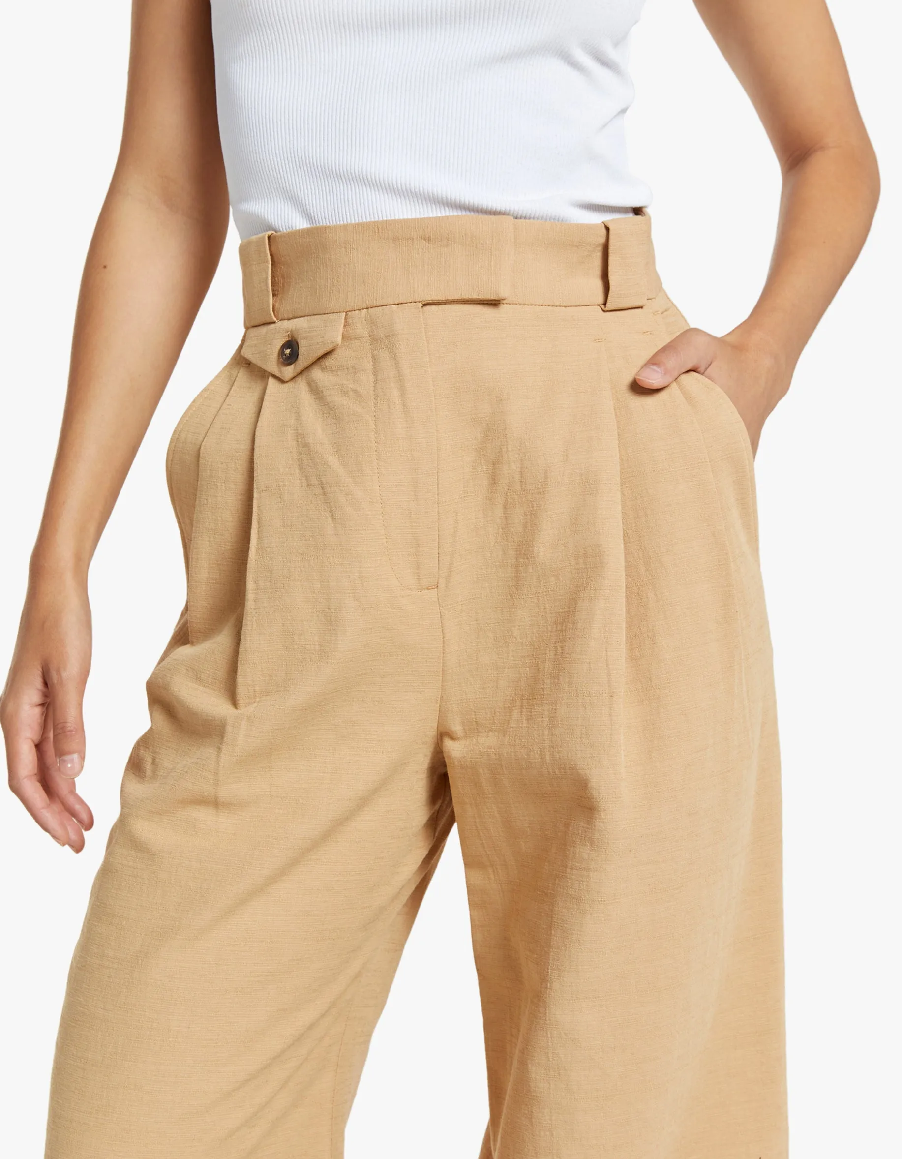 Akua High Waisted Tailored Pant - Raffia