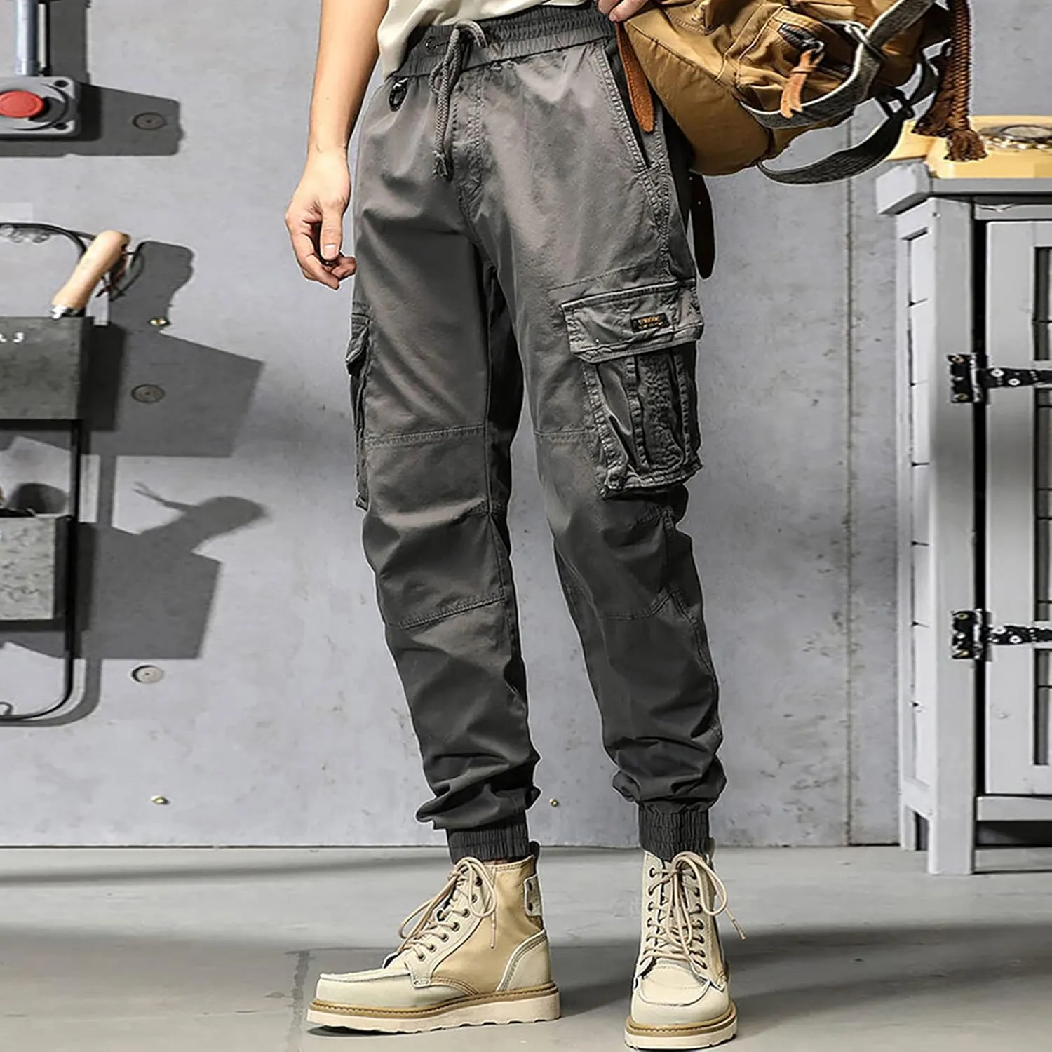 Cargo Pants for Men Joggers Pants Tactical Trousers with 6 Pockets Sports Hiking Work Pants Men's Hip Hop Harem Pants