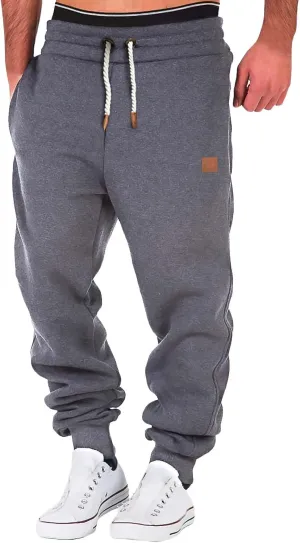 Cargo Sweatpants for Men Drawstring Sport Trousers Men's Heavyweight Fleece Cargo Sweatpants Elastic Waist Drawstring