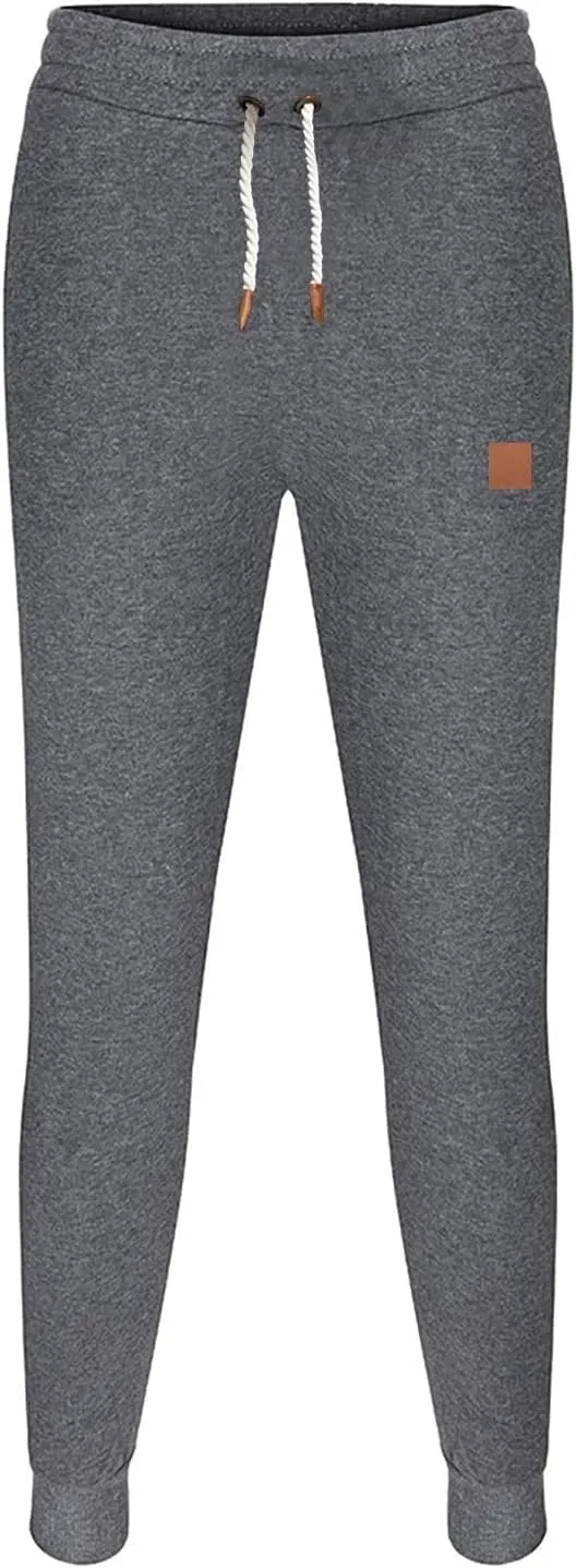 Cargo Sweatpants for Men Drawstring Sport Trousers Men's Heavyweight Fleece Cargo Sweatpants Elastic Waist Drawstring