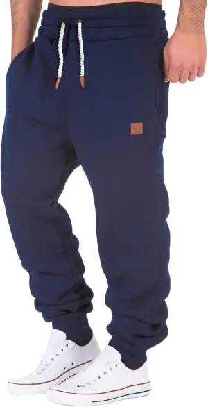 Cargo Sweatpants for Men Drawstring Sport Trousers Men's Heavyweight Fleece Cargo Sweatpants Elastic Waist Drawstring