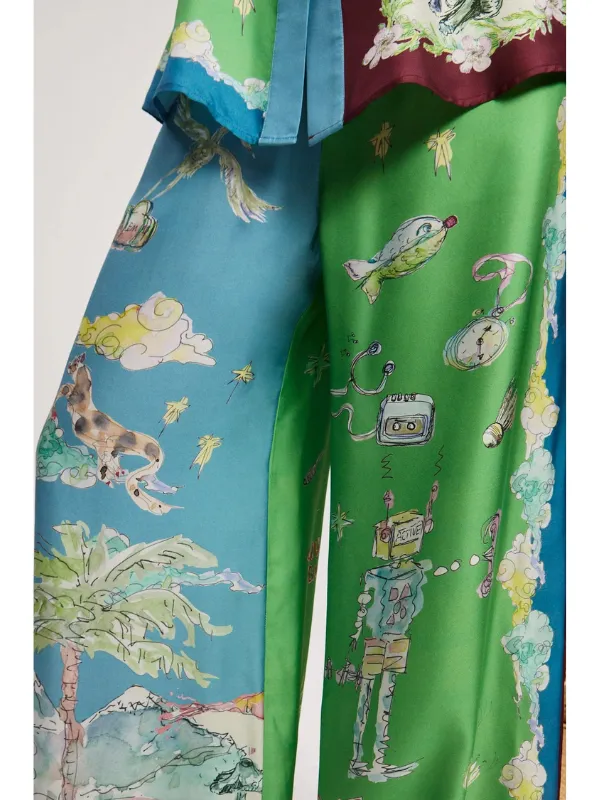 Daria Silk Pant in Multi