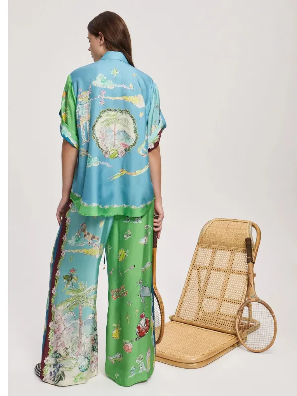 Daria Silk Pant in Multi