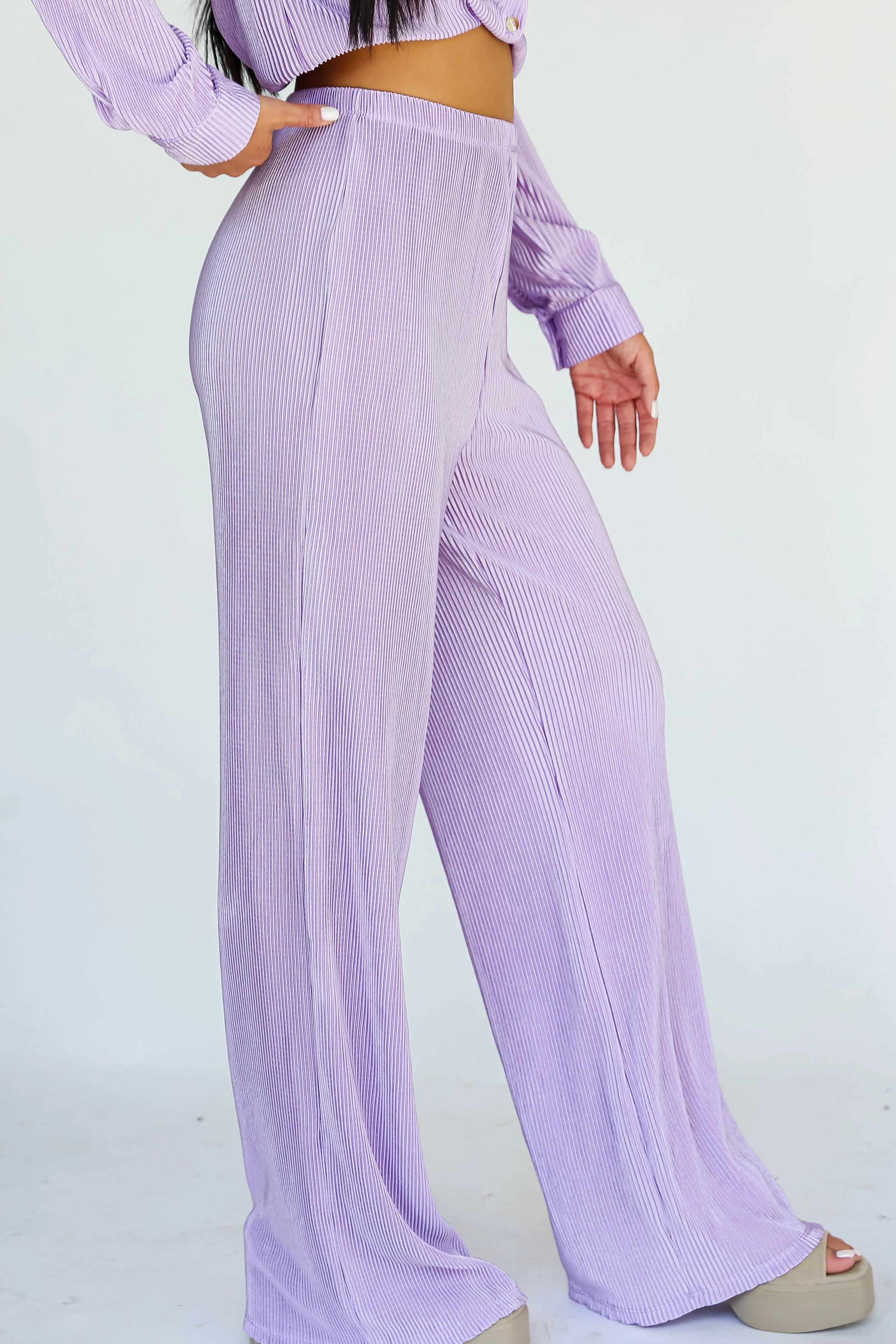 FINAL SALE - Confident Aura Satin Plisse Pants