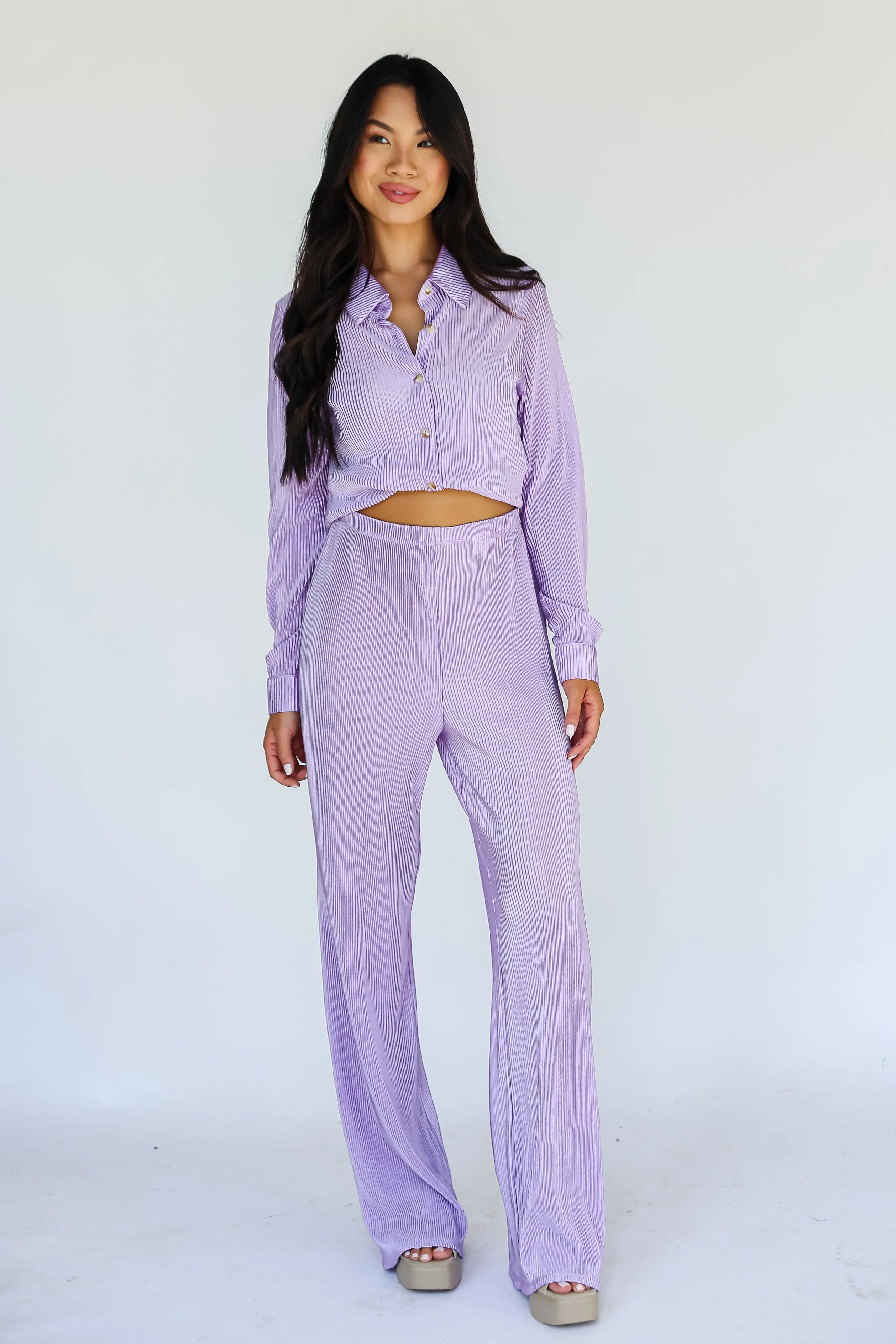 FINAL SALE - Confident Aura Satin Plisse Pants