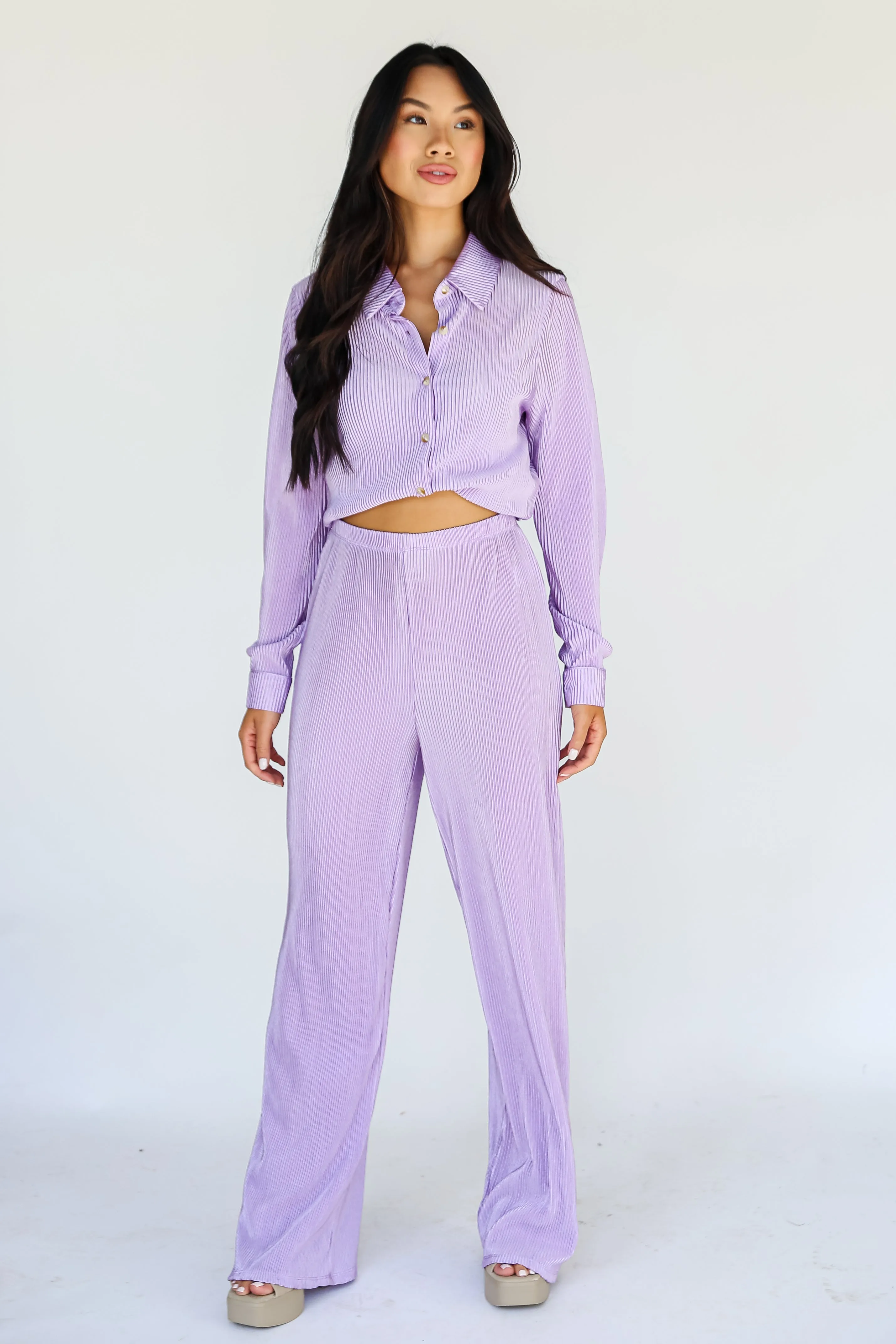 FINAL SALE - Confident Aura Satin Plisse Pants