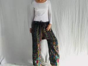 Guatemalan Solola Pants. Embroidered Ikat. M-L