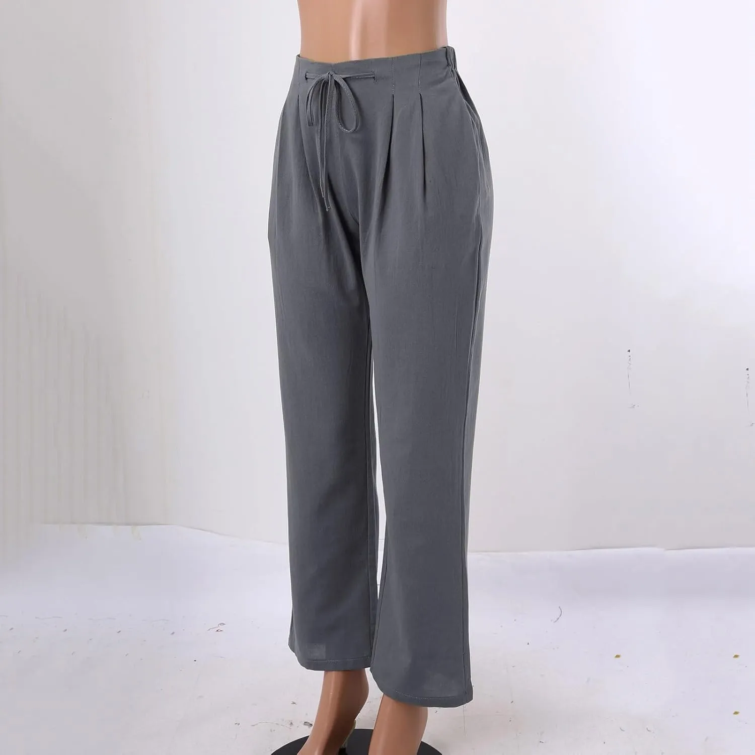 Linen Pants for Women Cotton Linen Straight Leg Lightweight Pants Summer Pants Plus Size Women Loose Fit Trousers