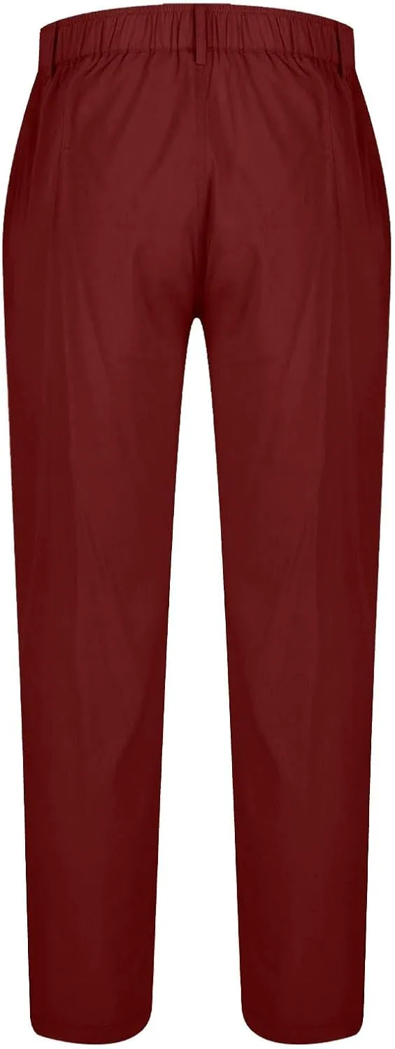 Men's Cotton Linen Pants Stretch Waist Lightweight Casual Pants Slim Fit Yoga Beach Trousers with Pockets