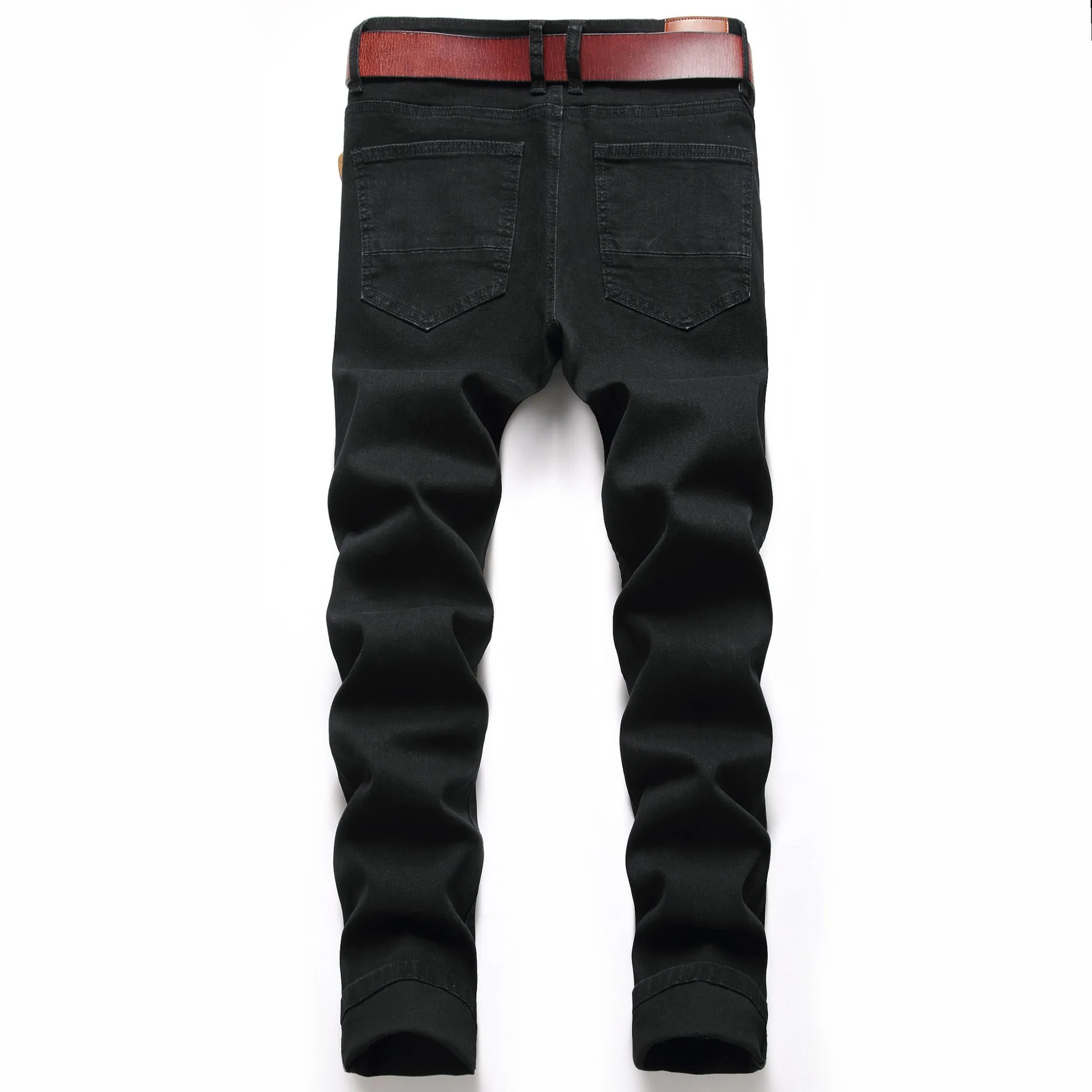 Mens Ribbed Jeans Straight Fit Denim Pants