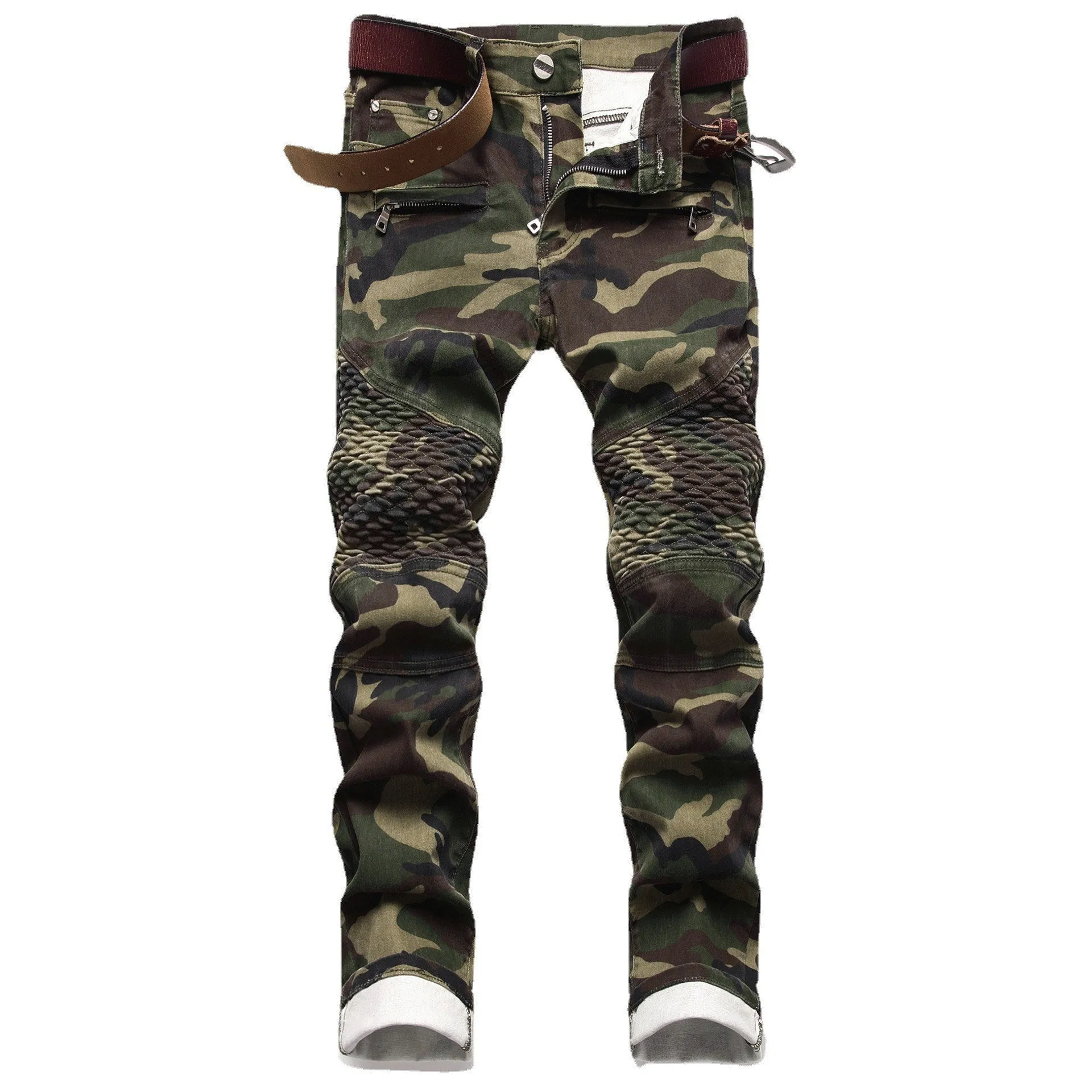 Mens Ribbed Jeans Straight Fit Denim Pants