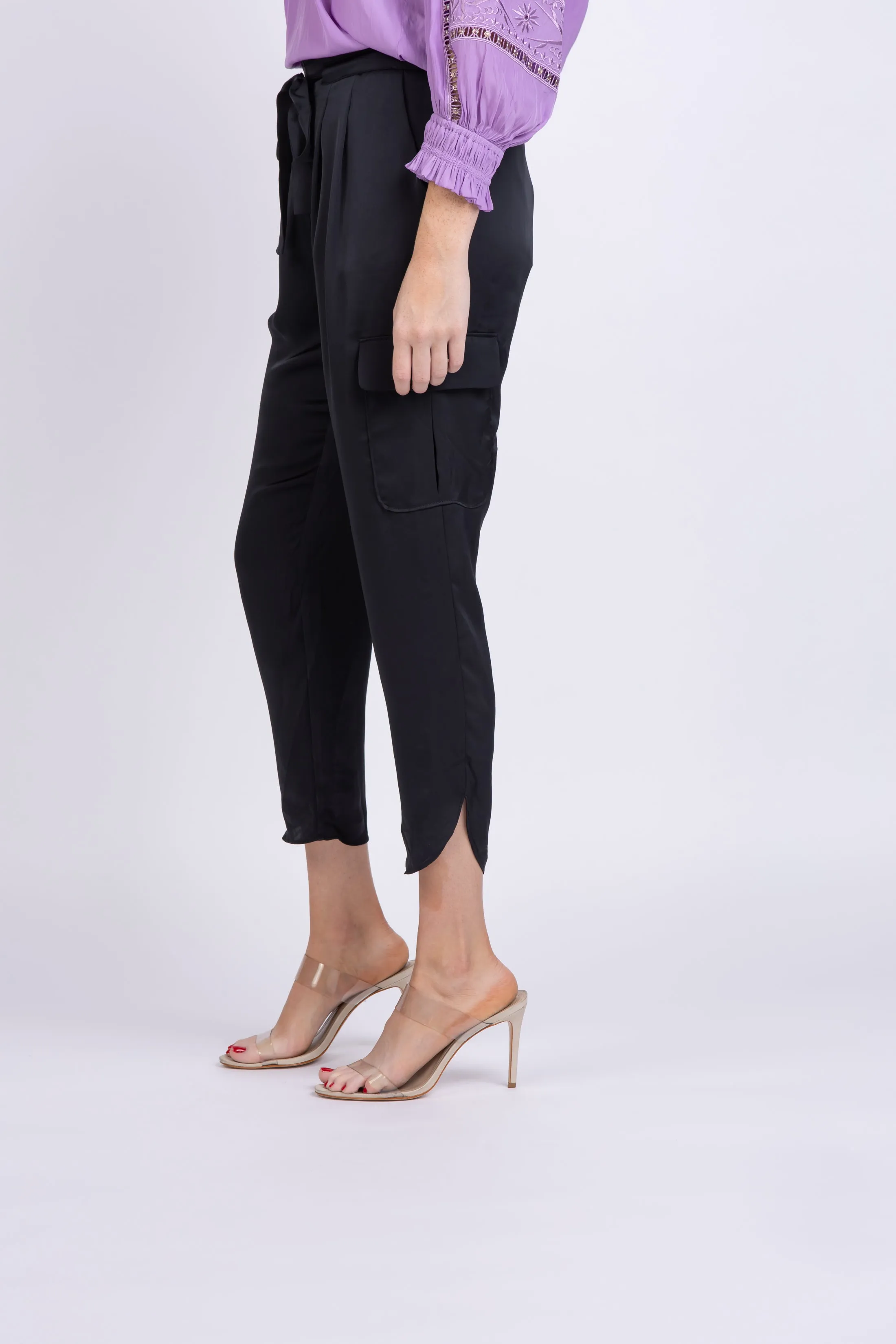Ramy Brook Satin Pocket Allyn Pant in Black