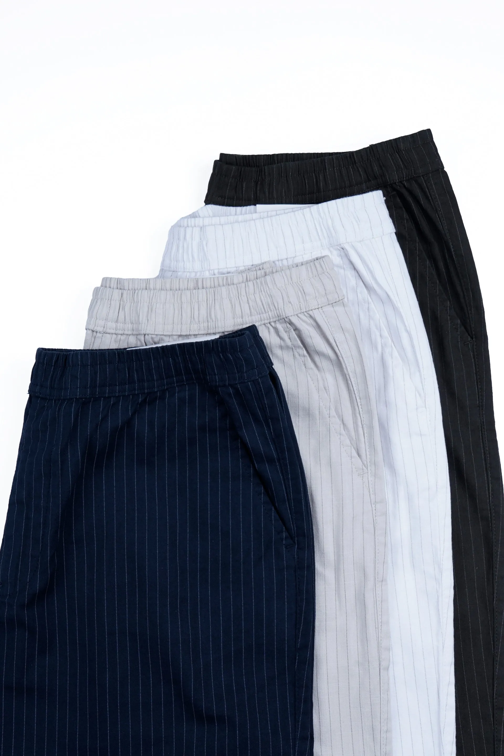 RELAXED STRIPED COTTON PANTS IN BLUE