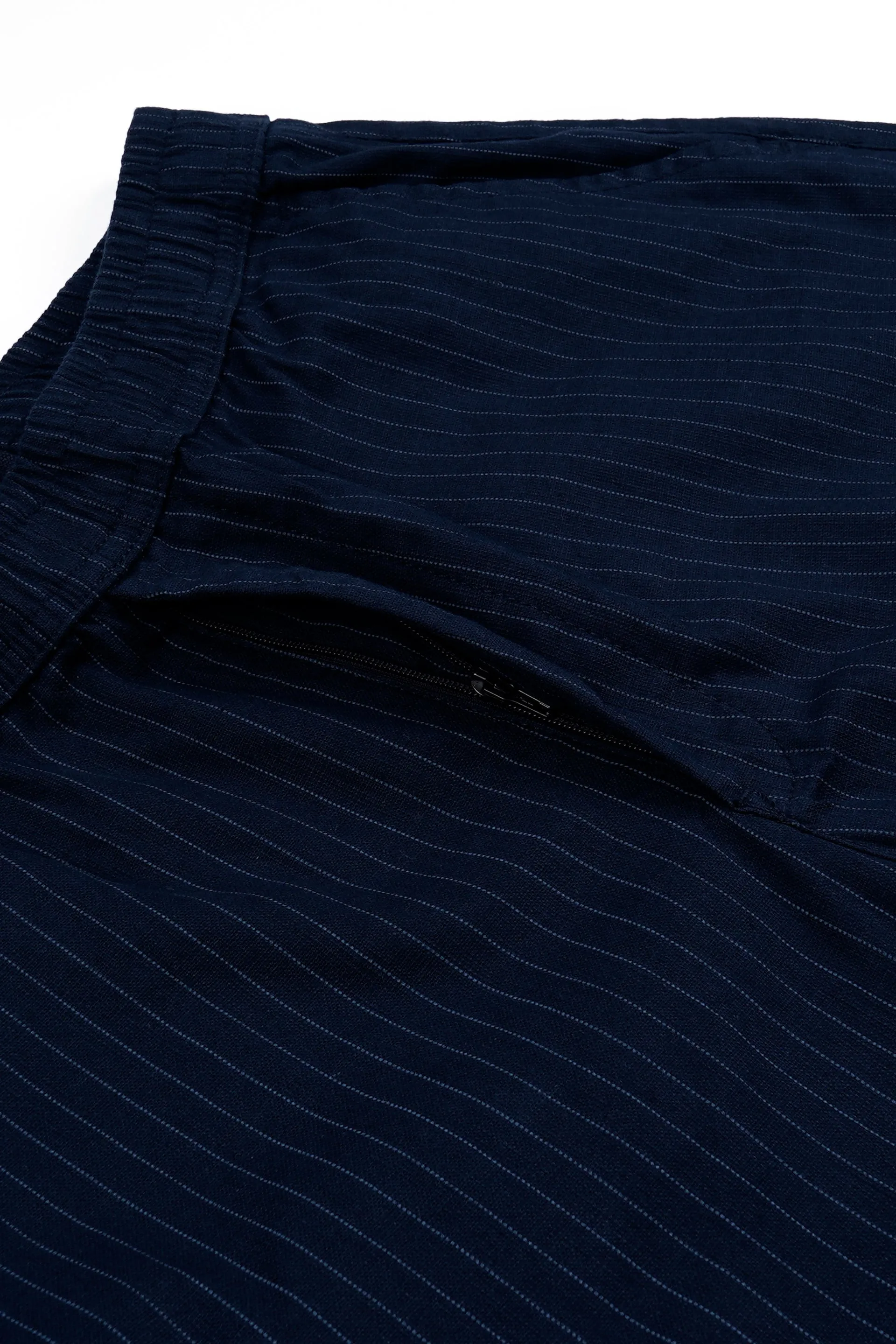 RELAXED STRIPED COTTON PANTS IN BLUE