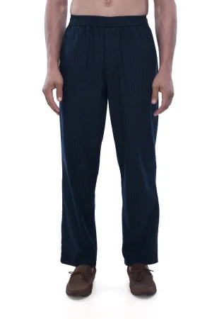 RELAXED STRIPED COTTON PANTS IN BLUE