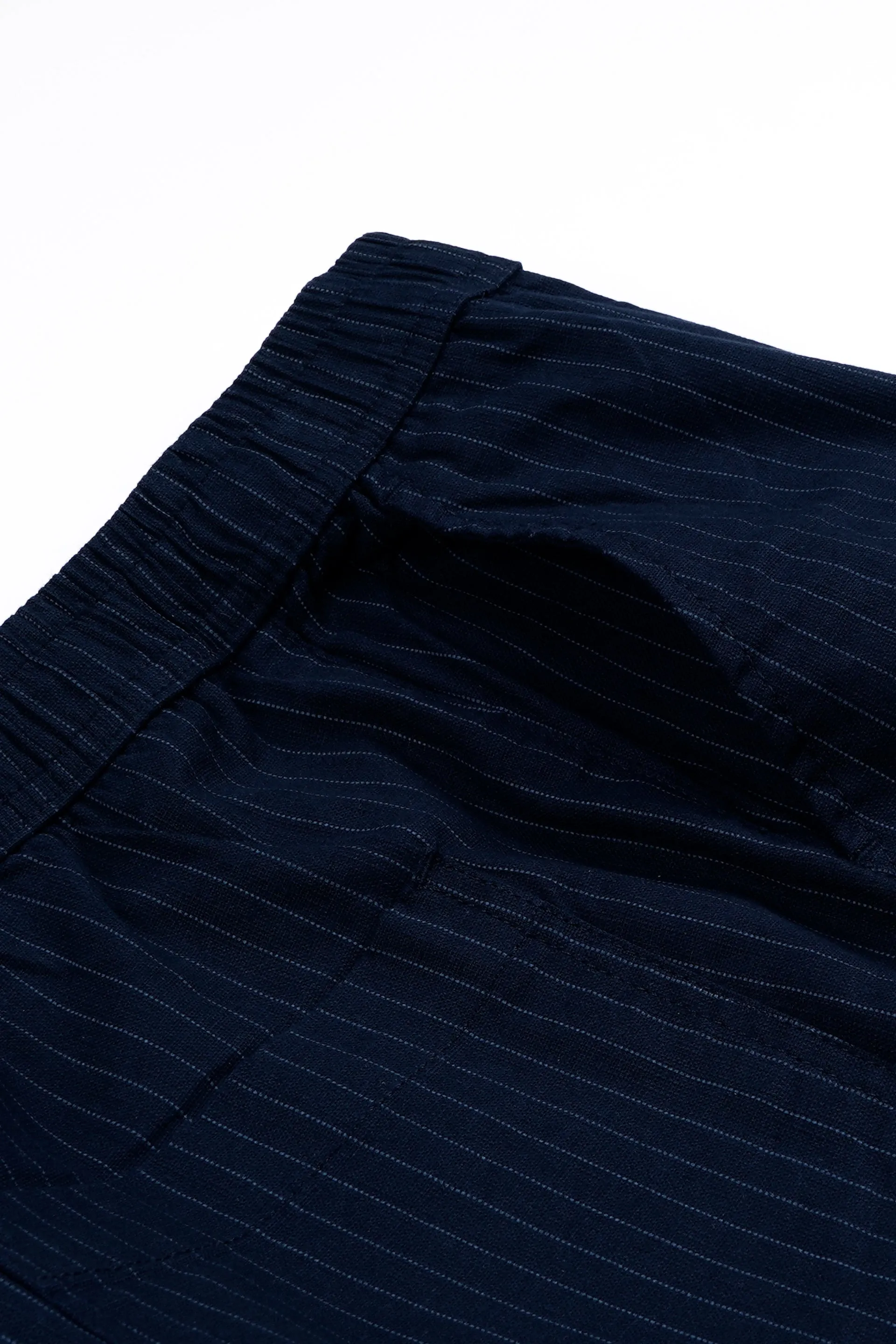 RELAXED STRIPED COTTON PANTS IN BLUE