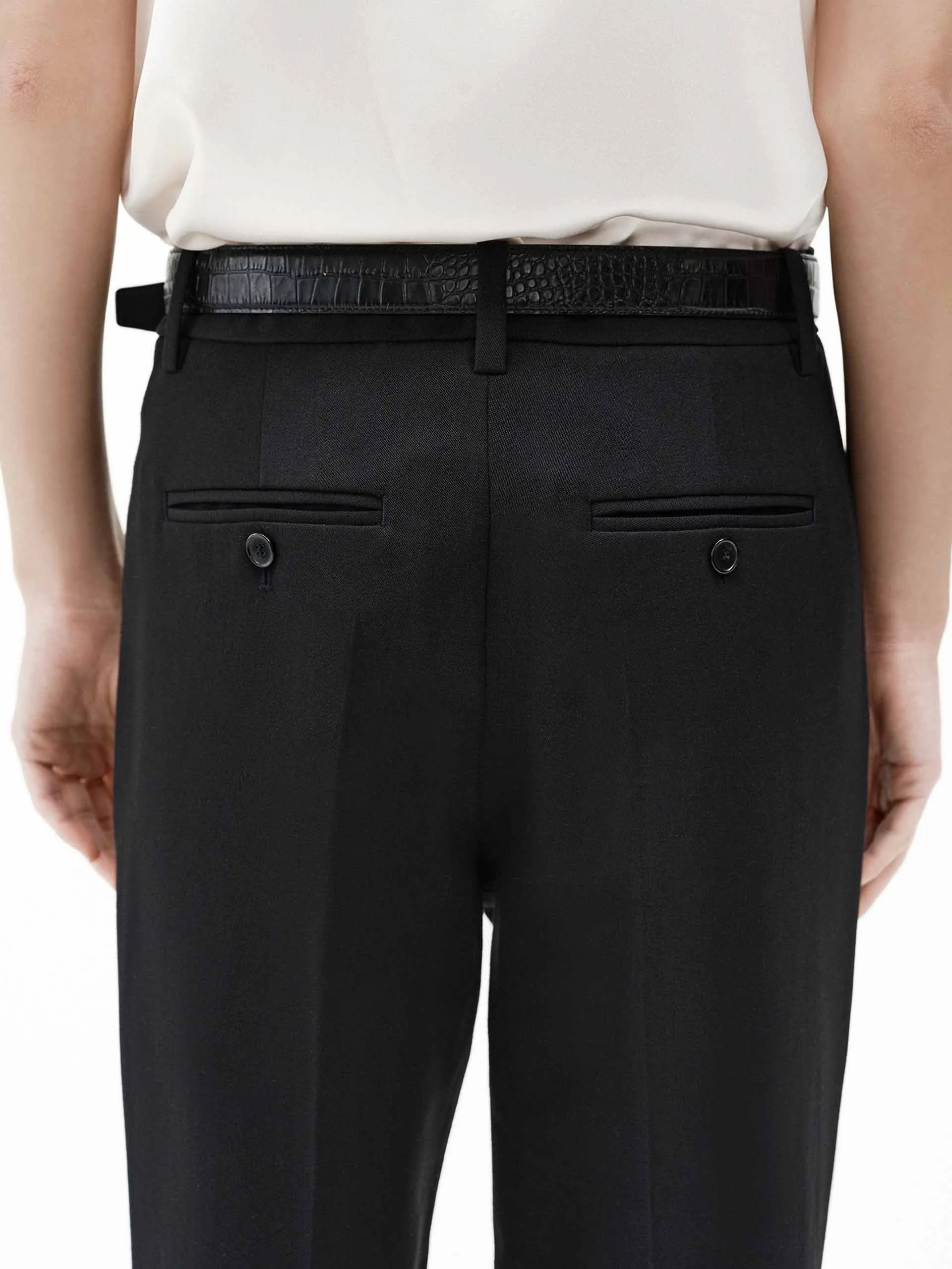 Relaxed Wool Straight Pants