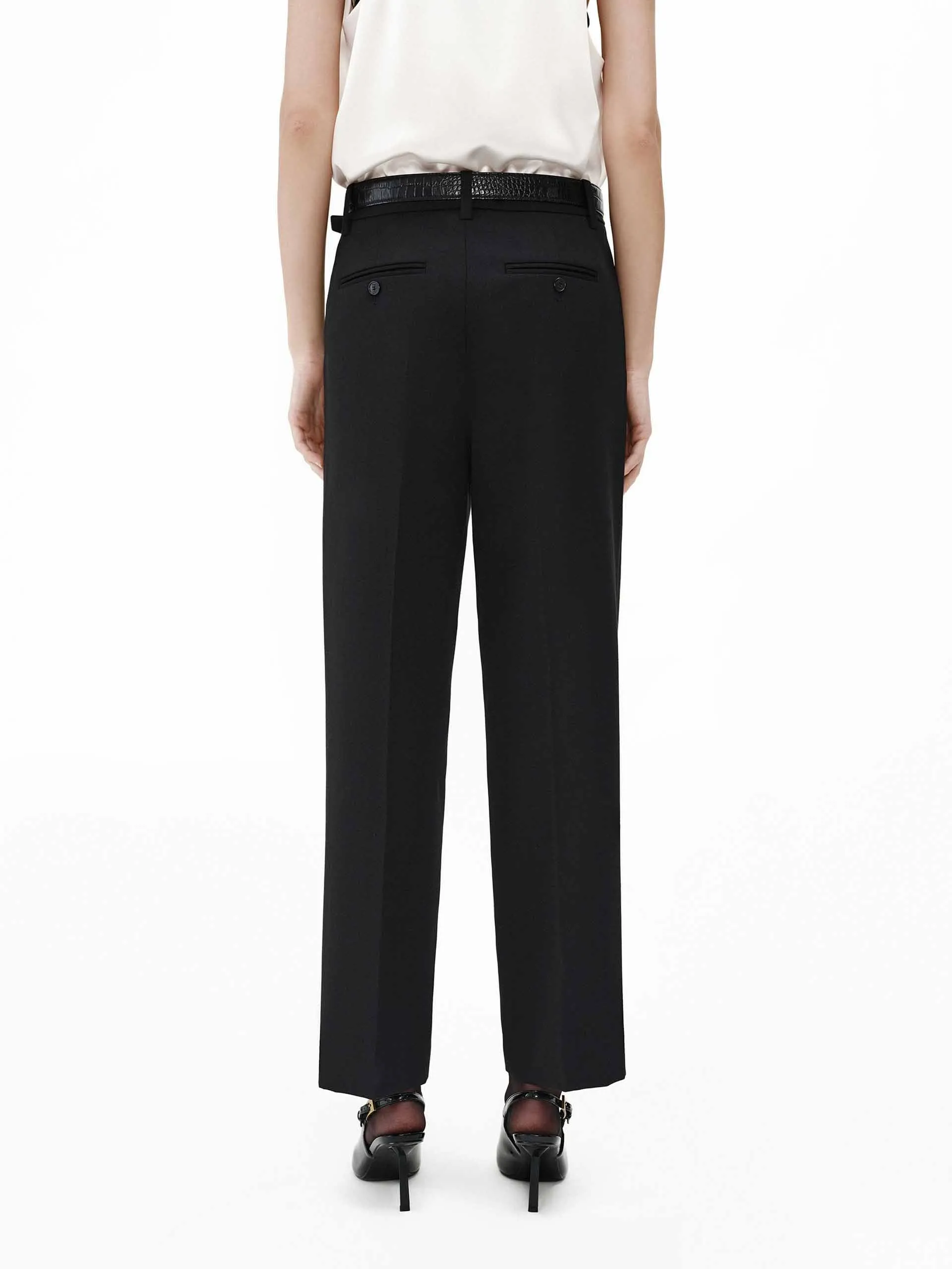 Relaxed Wool Straight Pants