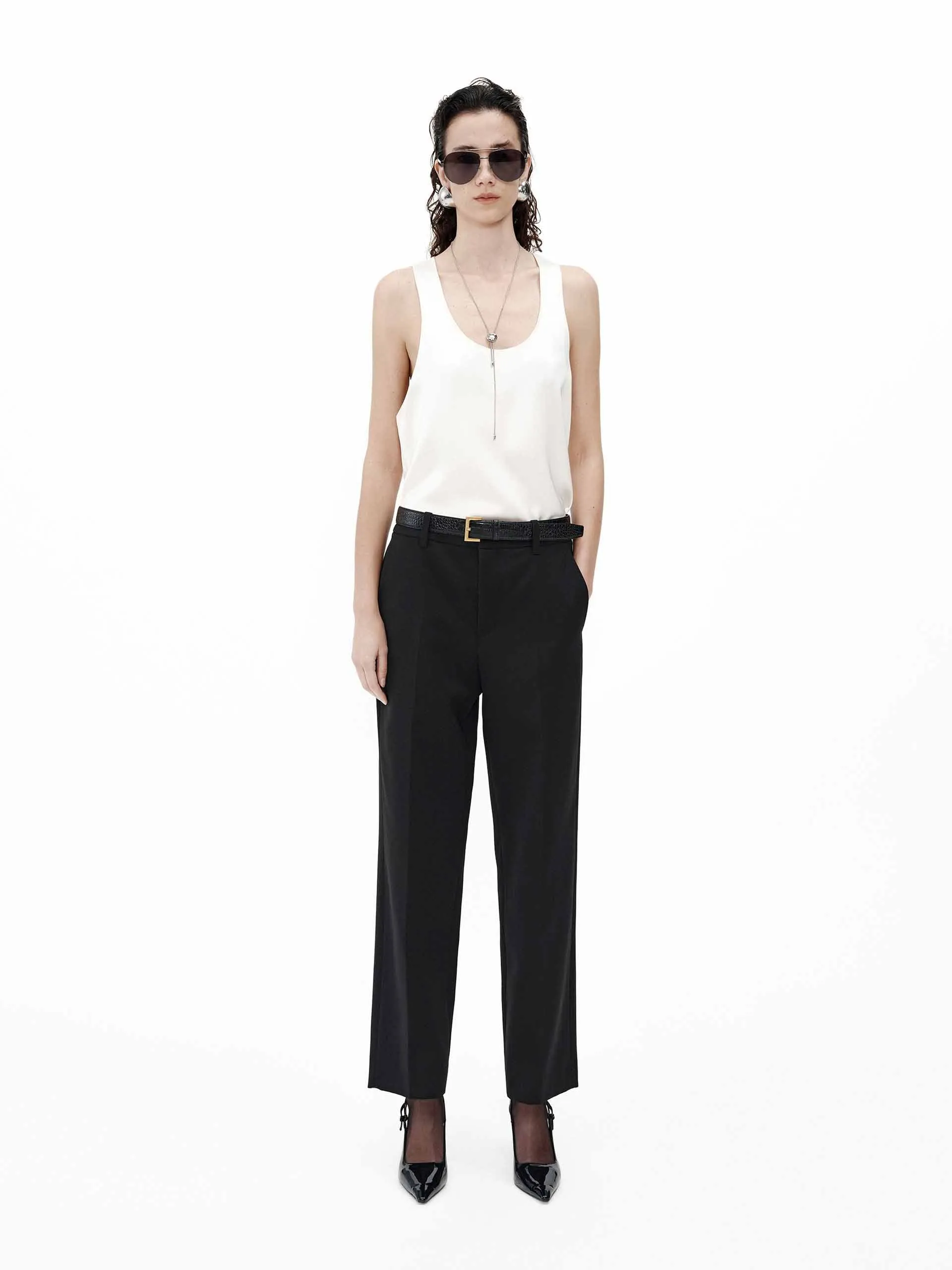 Relaxed Wool Straight Pants