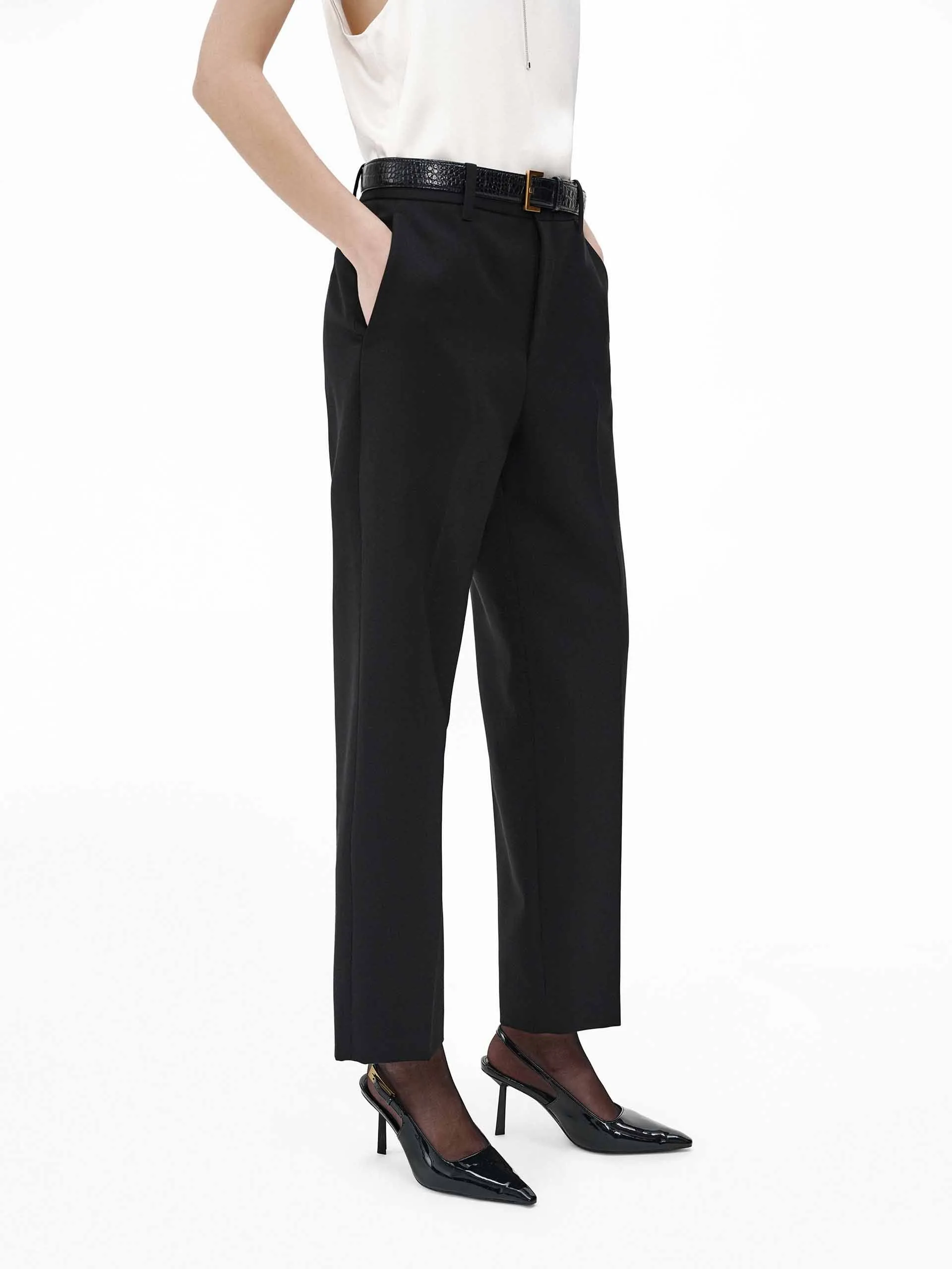 Relaxed Wool Straight Pants
