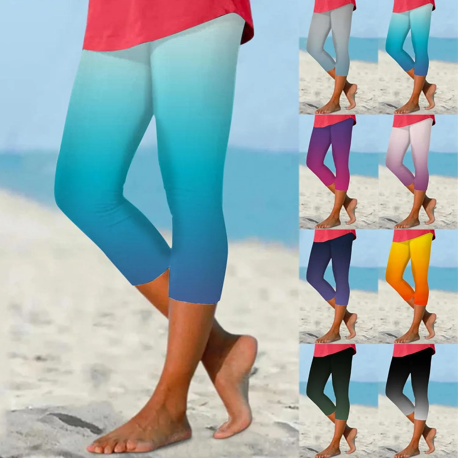 Rvidbe Yoga Capri Leggings for Women Tummy Control High Waisted Leggings for Women Hollow Out Yoga Pants Workout Leggings