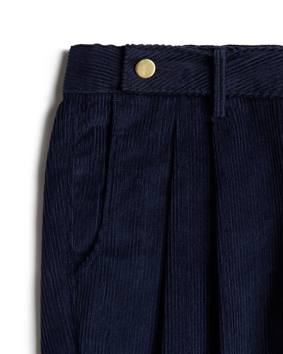 Sierra Corduroy Pleated Chinos - Navy