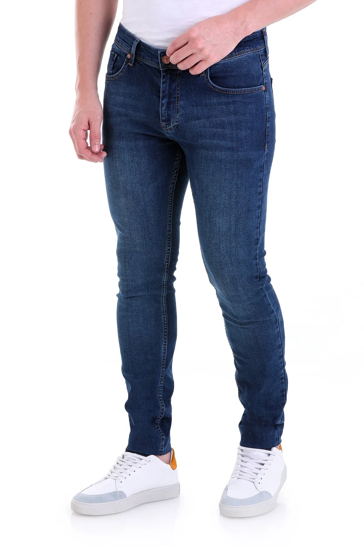 Slim Fit 5 Pocket Low Waist Navy Cotton Denim Jeans