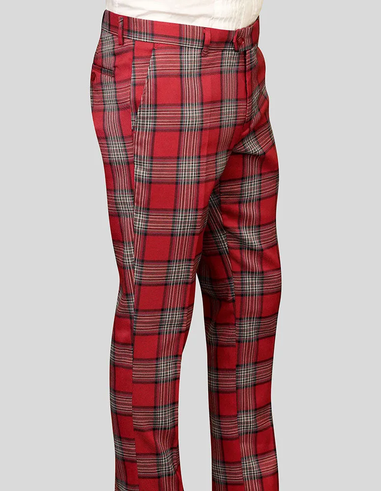 Slim Fit Flat Front Dress Pants, Super 150\'S Italian Fabric| PL-301| Red