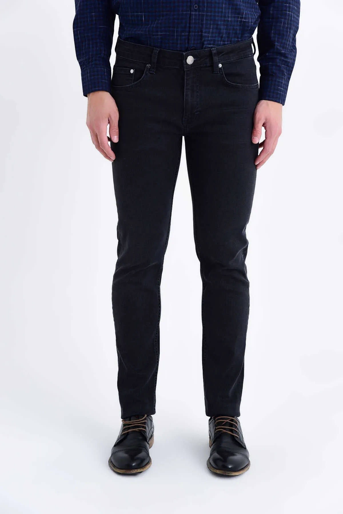 Slim Fit Low Waist Black Cotton Denim Jeans