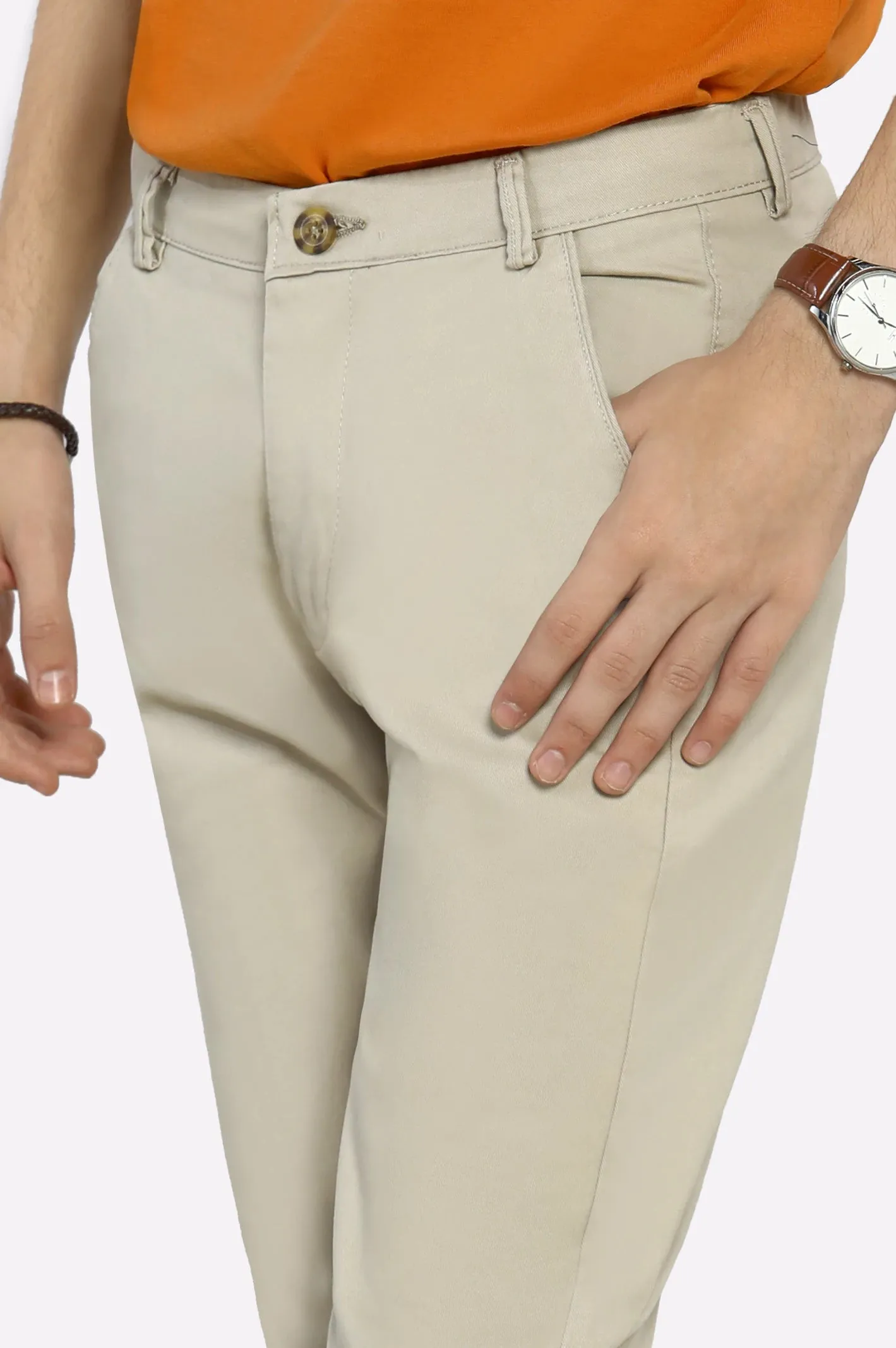 Stone Cotton Chinos For Boys