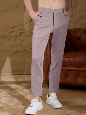 Stone Grey: Textured Stretchable Chinos