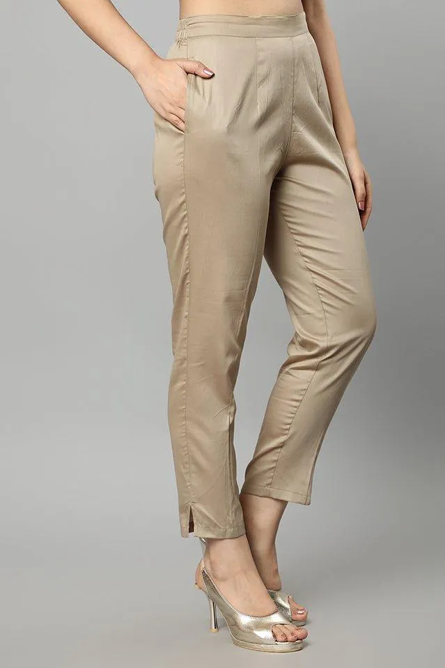 Straight Fit Skin-tone Drainpipe Pants
