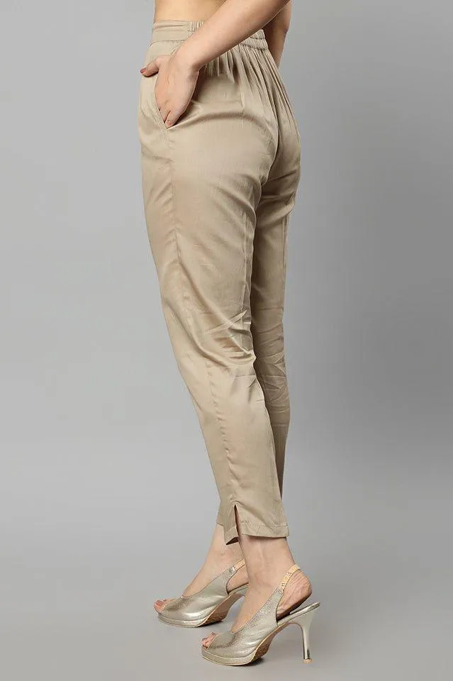 Straight Fit Skin-tone Drainpipe Pants