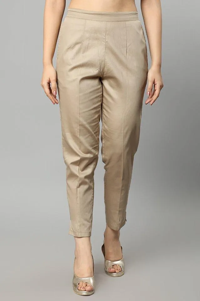 Straight Fit Skin-tone Drainpipe Pants