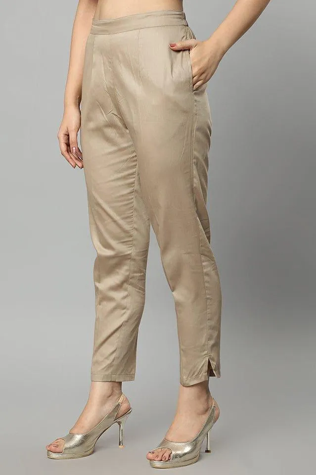 Straight Fit Skin-tone Drainpipe Pants