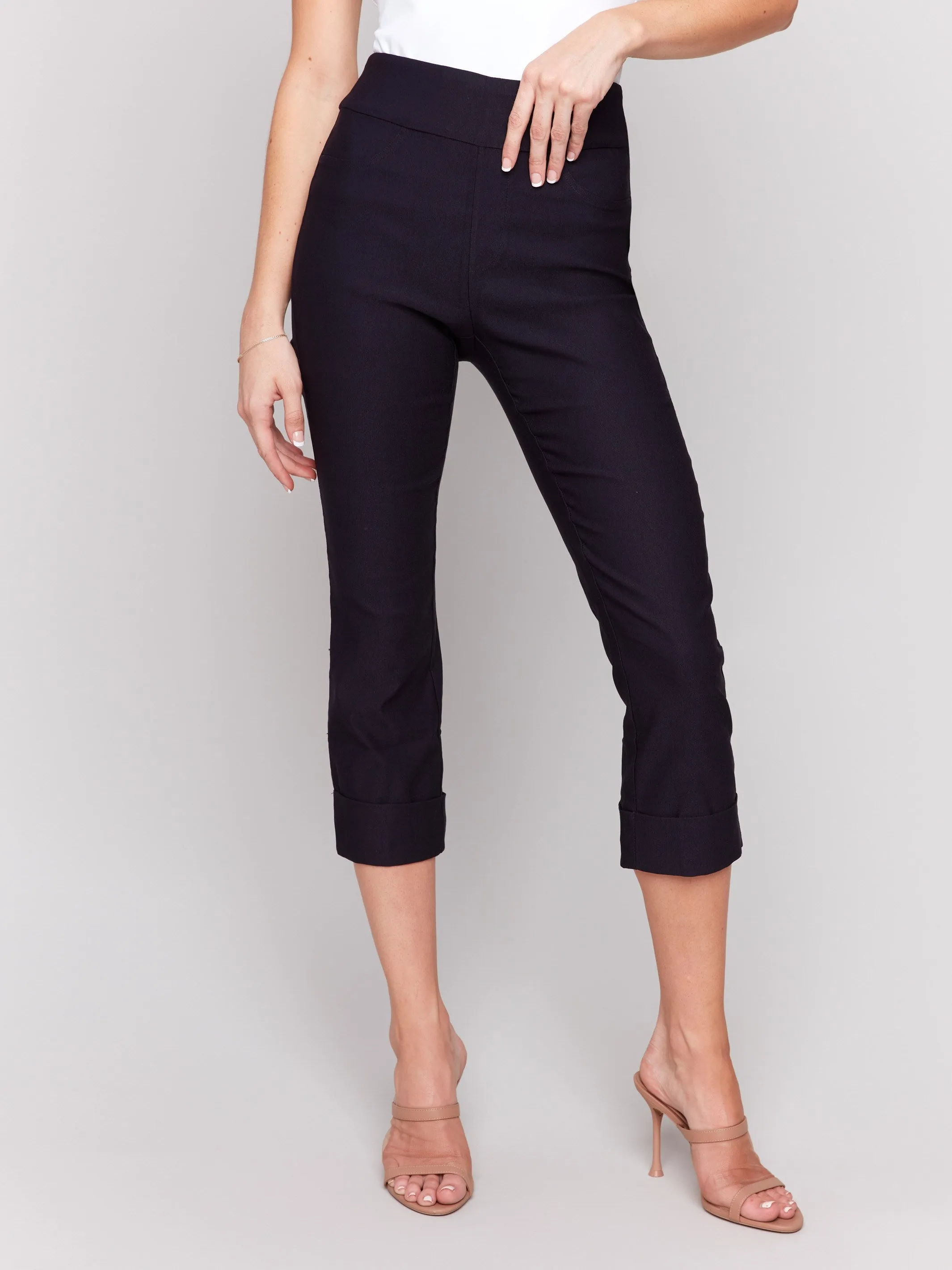 Stretch Pull-On Capri Pants - Navy