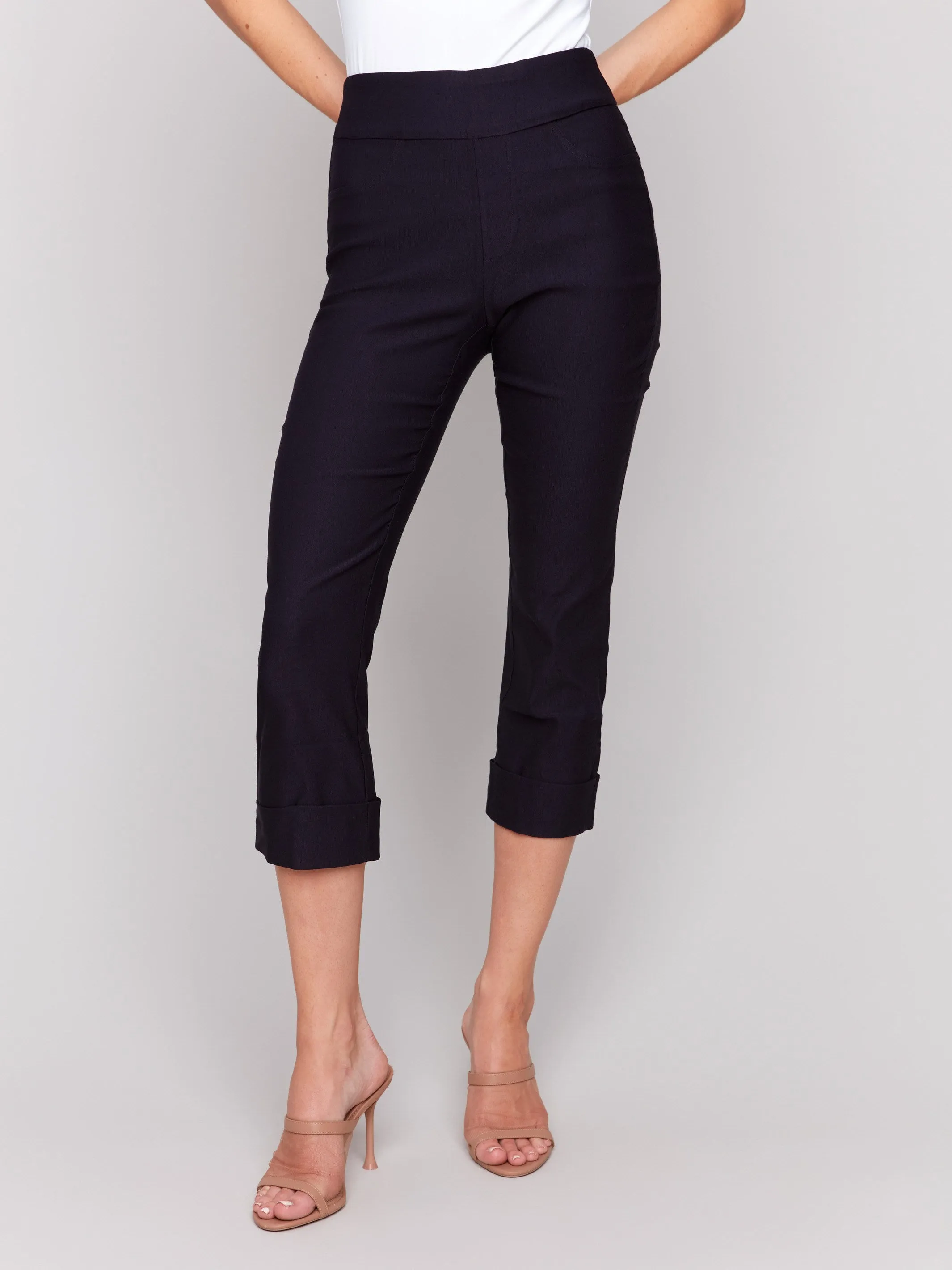 Stretch Pull-On Capri Pants - Navy