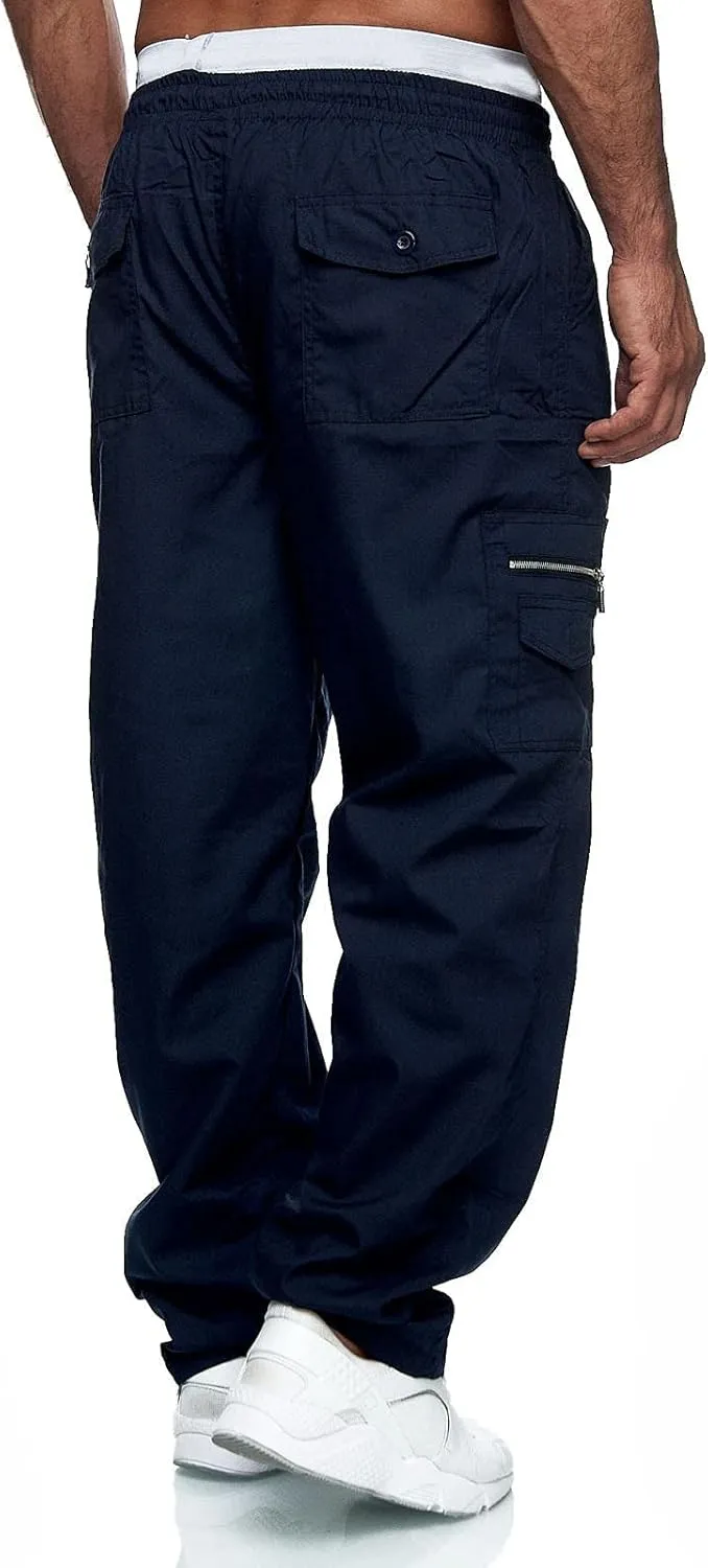 Thatrich Mens Straight Leg Sweatpants Workout Cargo Pants Stretch Trousers Slim Fit Wide Leg Pants Athletic Joggers Fall Pant