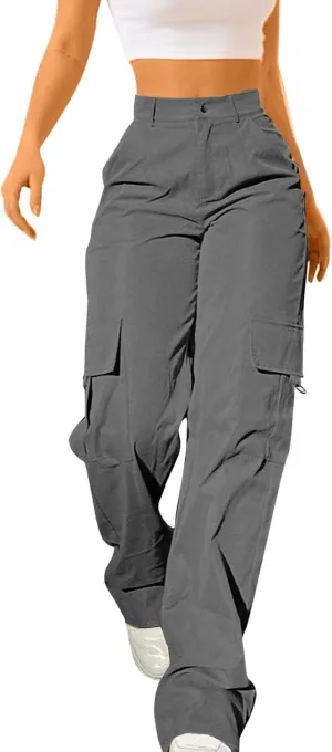 Women's Cargo Jogger Camo Pants with Pockets High Waist Slim Casual Tapered Camouflage Combat Hiking Pants