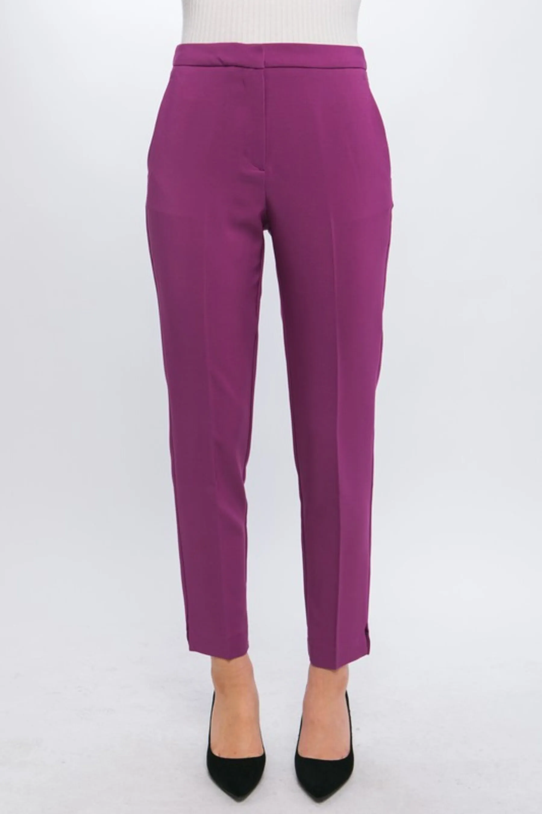 Women's Woven Solid Formal Ankle Pants