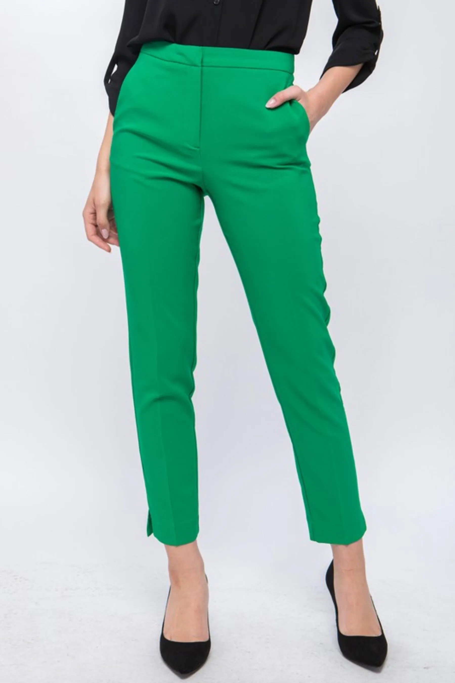 Women's Woven Solid Formal Ankle Pants