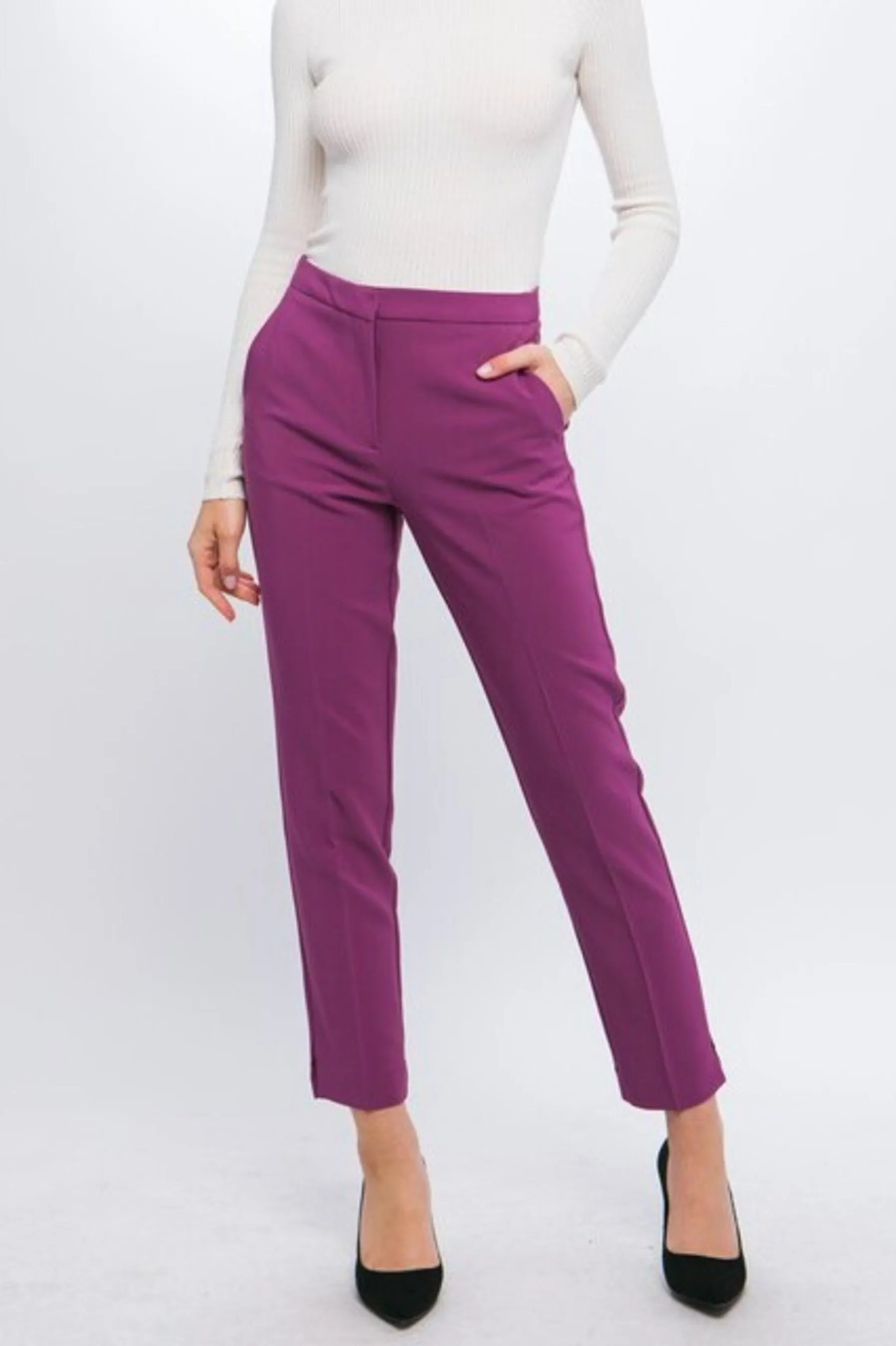 Women's Woven Solid Formal Ankle Pants