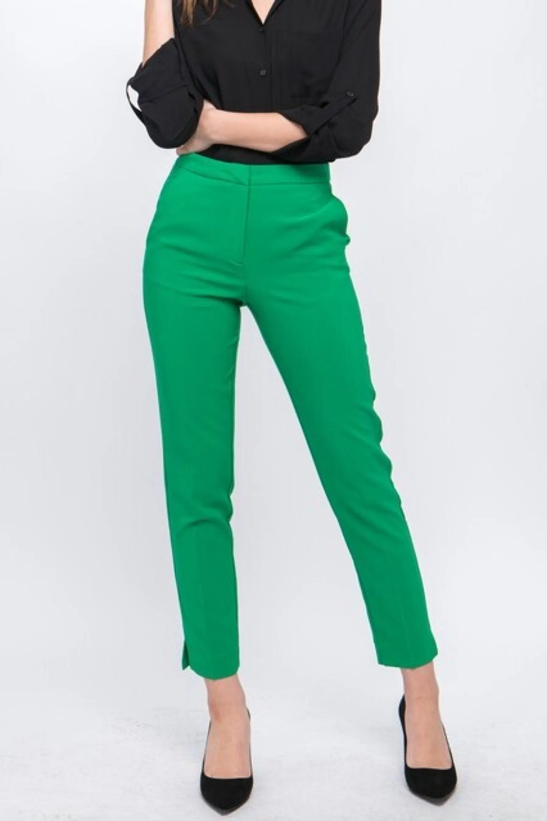 Women's Woven Solid Formal Ankle Pants
