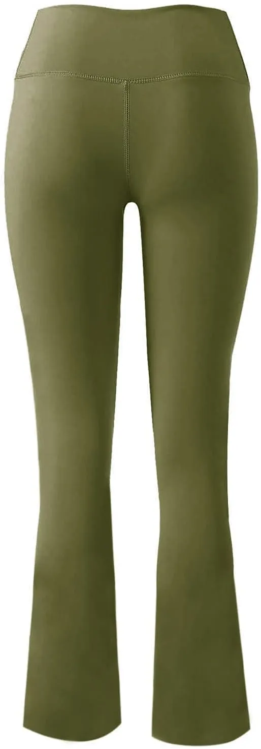 Yoga Pants Women Flare High Waisted Leggings Tummy Control Bell Bottom Cross Waist Leggings Wide Leg Casual Pants